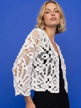 White Crochet Cardigan